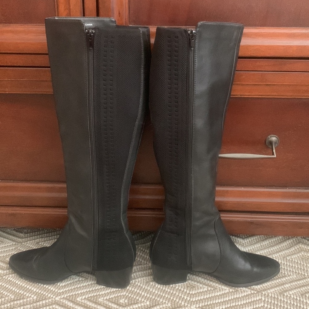 Black Leather Knee High Boots - Picture 3 of 12